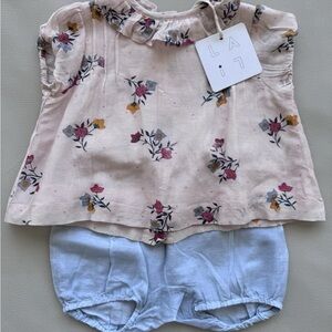 NWT LALi Lalikids Silk Cotton Heirloom Outfit Top & Bloomer Size 12 Months